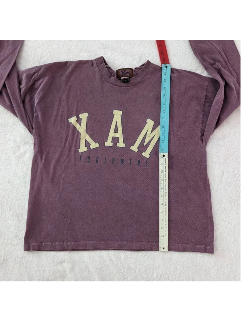 XAM Equipment Vintage 90s Garment Dyed Long Sleeve Plum Purple Top One Size
